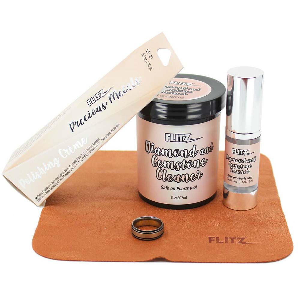 image for Flitz Jewelry Care Kit – 7oz. Cleaner Jar w/Tray & Brush