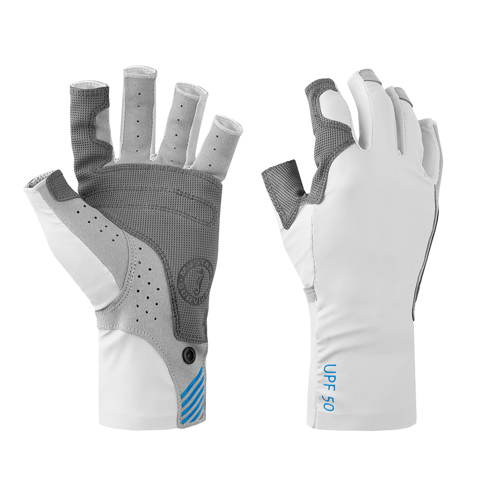 image for Mustang Traction UV Open Finger Gloves – Light Grey/Blue – X-Small