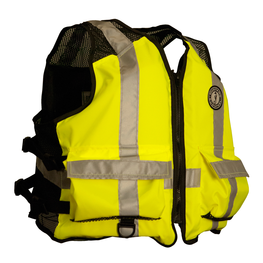 image for Mustang High Visibility Industrial Mesh Vest – Fluorescent Yellow/Green/Black – XL/Large