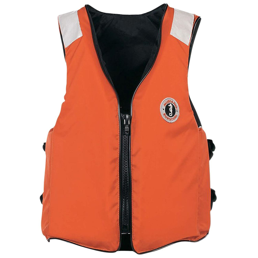 image for Mustang Classic Industrial Flotation Vest w/SOLAS Tape – Orange – Small