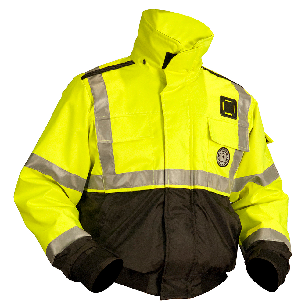 image for Mustang ANSI High Vis Flotation Bomber Jacket – Fluorescent Yellow/Green/Black – Small