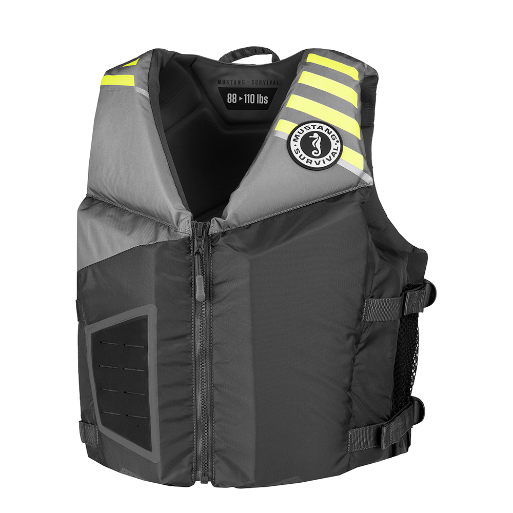 image for Mustang Young Adult REV Foam Vest – Grey/Light Grey/Fluorescent Yellow – Universal