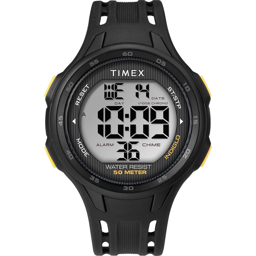 Timex DGTL 45mm Men&#39;s Watch - Black/Yellow Case - Black Strap CD-93385