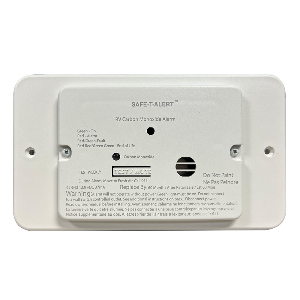 image for Safe-T-Alert 62 Series Marine Carbon Monoxide – White – Flush Mount – 12V w/Relay & Trim Ring