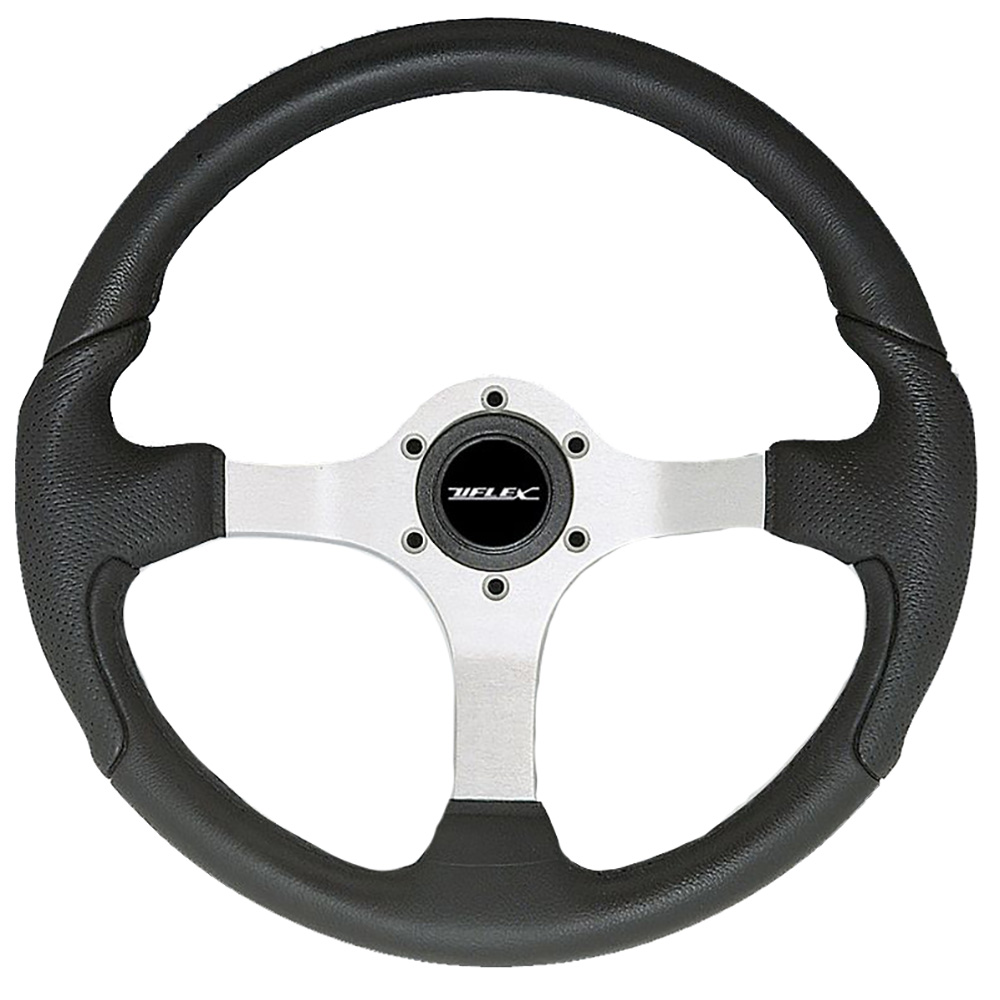 image for Uflex Nisida Steering Wheel 13.8″ – Black Polyurethane Grip w/Black Aluminum Spokes