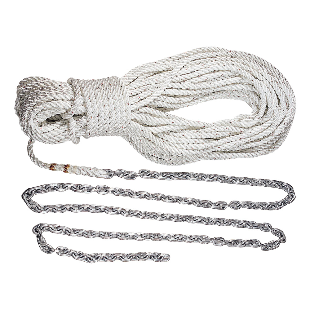 image for Lewmar Anchor Rode – 5' of 1/4″ G4 Chain & 100' of 1/2″ Rope w/Shackle