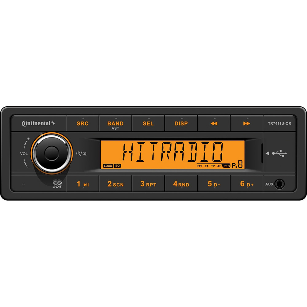 image for Continental Stereo w/AM/FM/BT/USB – Harness Included – 12V