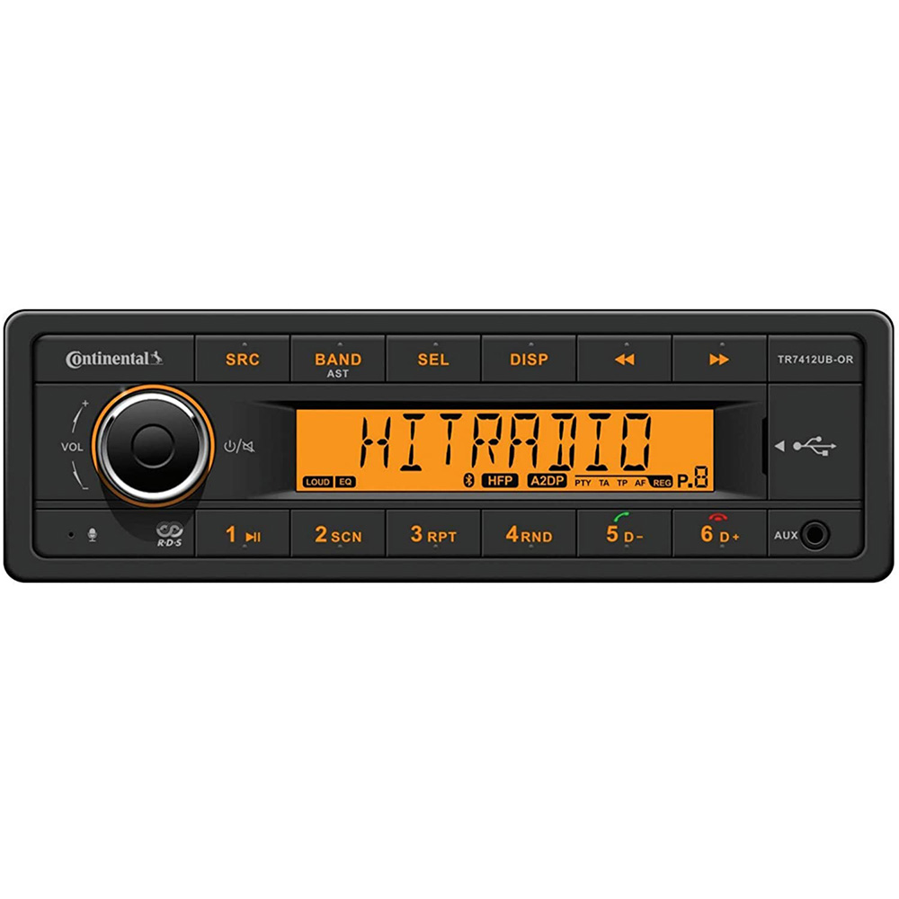 image for Continental Stereo w/AM/FM/BT/USB – Harness Included – 12V