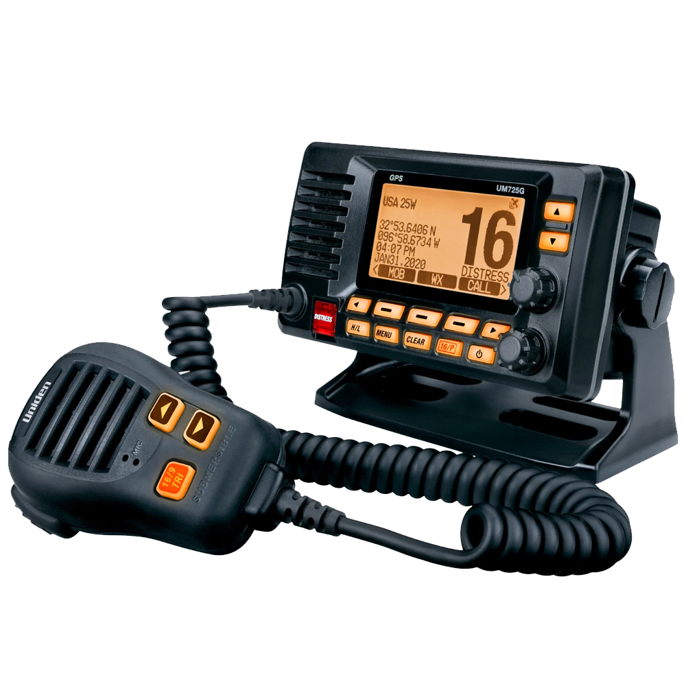 image for Uniden UM725 Fixed Mount Marine VHF Radio w/GPS – Black
