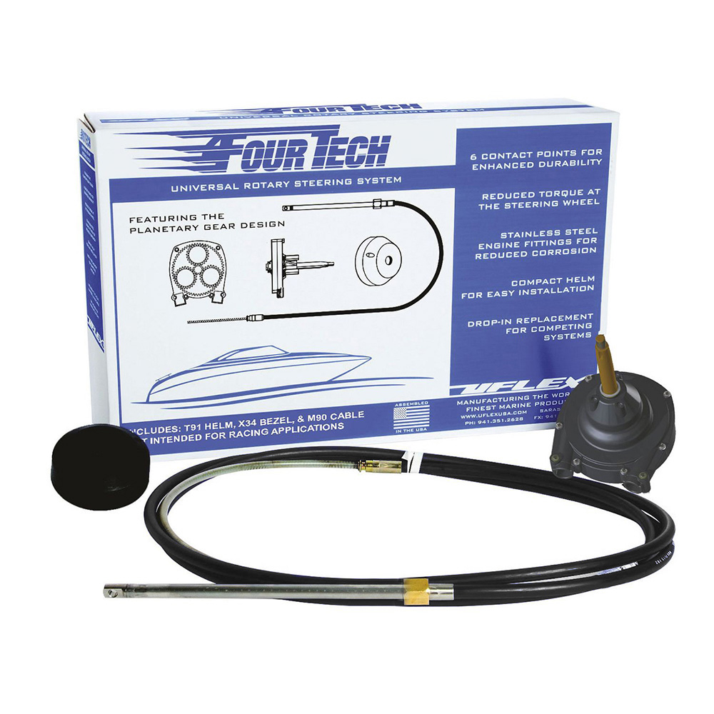Uflex Fourtech 6' Black Mach Rotary Steering System w/Helm, Bezel & Cable - FOURTECHBLK06