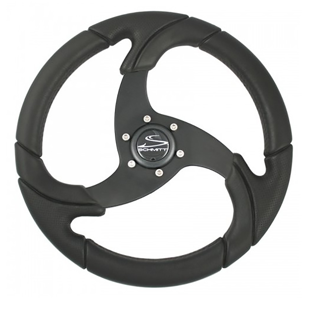image for Schmitt Marine Folletto 14.2″ Wheel – Black Polished Polyurethane – 3/4″ Tapered Shaft w/Black Center Cap