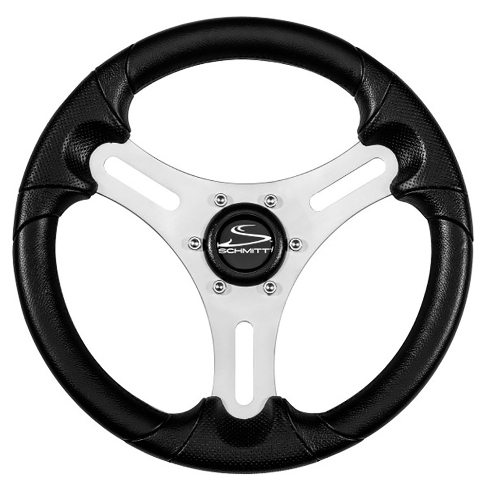 image for Schmitt Marine Torcello Lite 13″ Wheel – Black Polyurethane Wheel w/Silver Spokes & Black Cap- 3/4″ Tapered Shaft