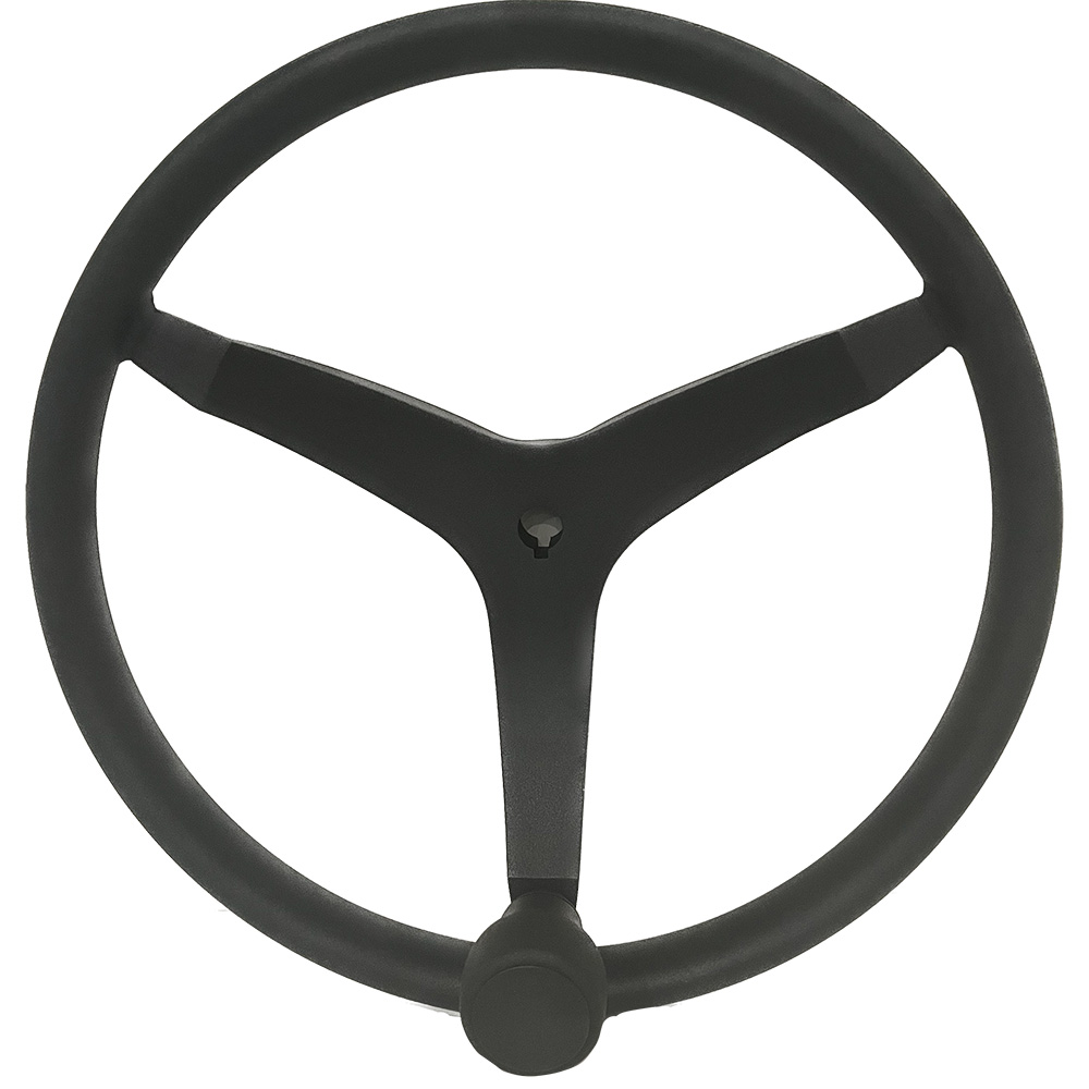 image for Uflex – V46 – 13.5″ Stainless Steel Steering Wheel w/Speed Knob – Black