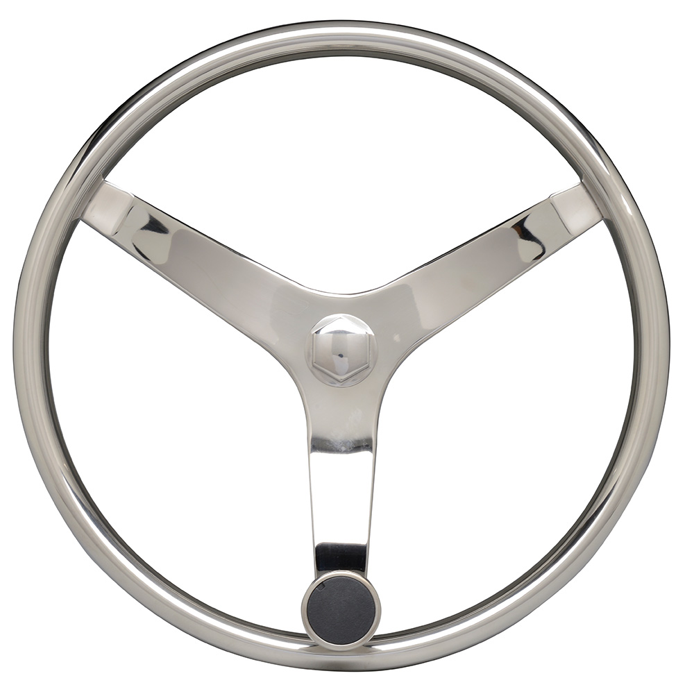 image for Uflex – V46 – 13.5″ Stainless Steel Steering Wheel w/Speed Knob