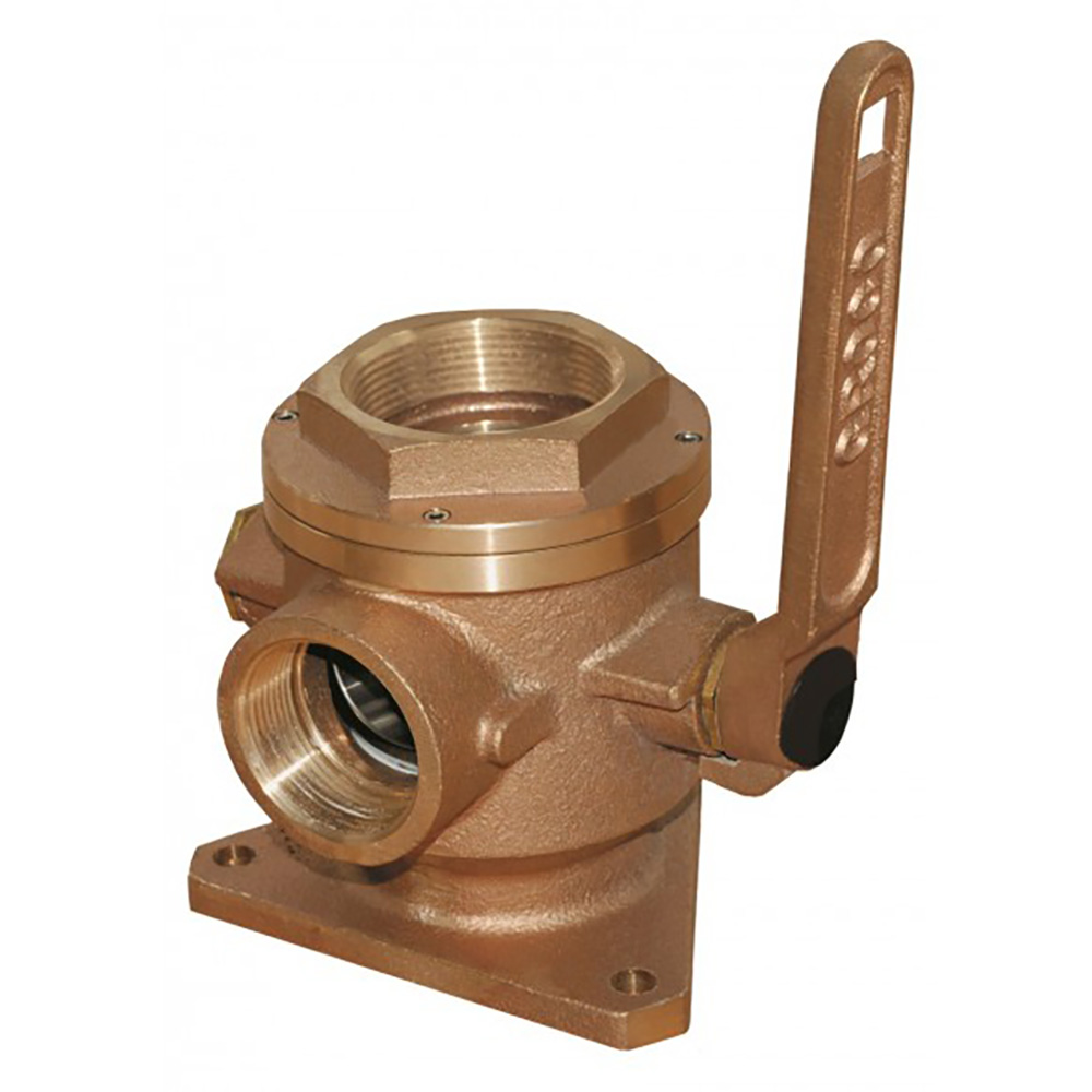 image for GROCO 4″ Bronze Flanged Seacock & Adaptor w/3″ NPT Side Port