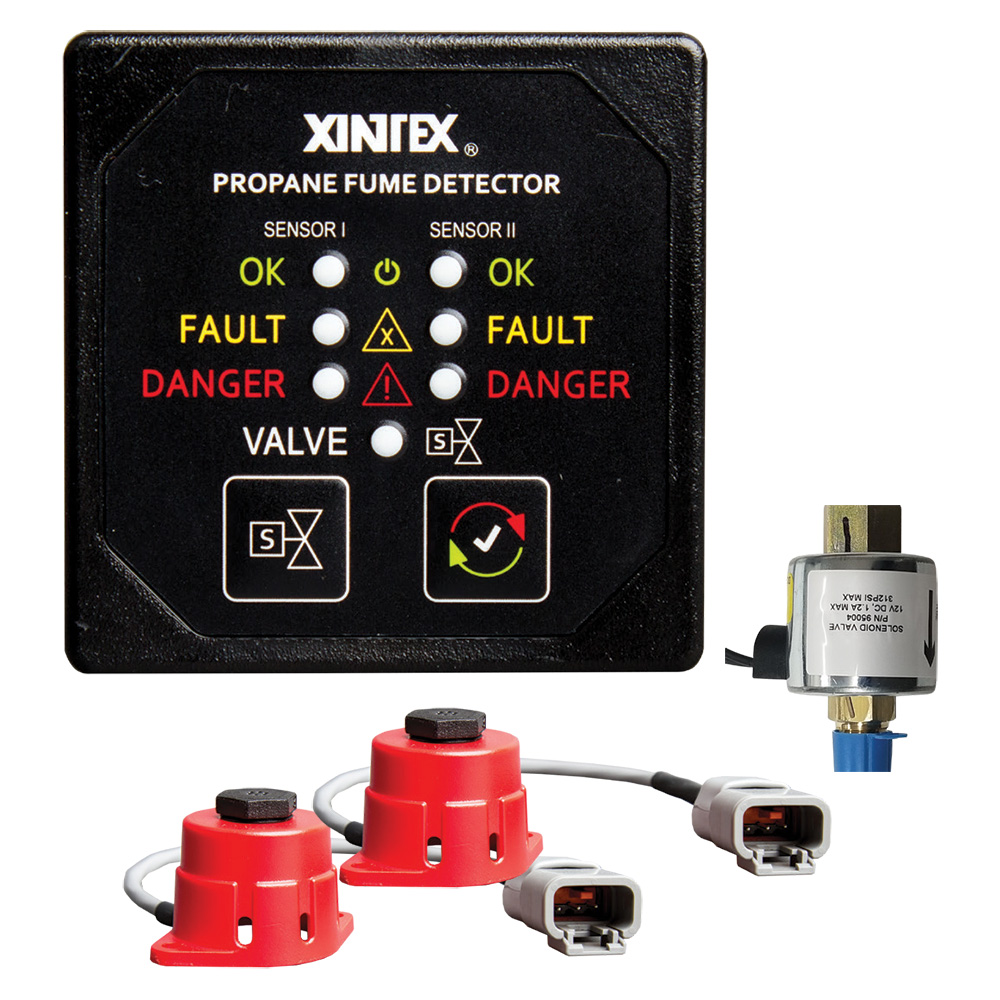 image for Fireboy-Xintex Propane Fume Detector, 2 Channel, 2 Sensors, Solenoid Valve & Control & 20' Cable – 24V DC