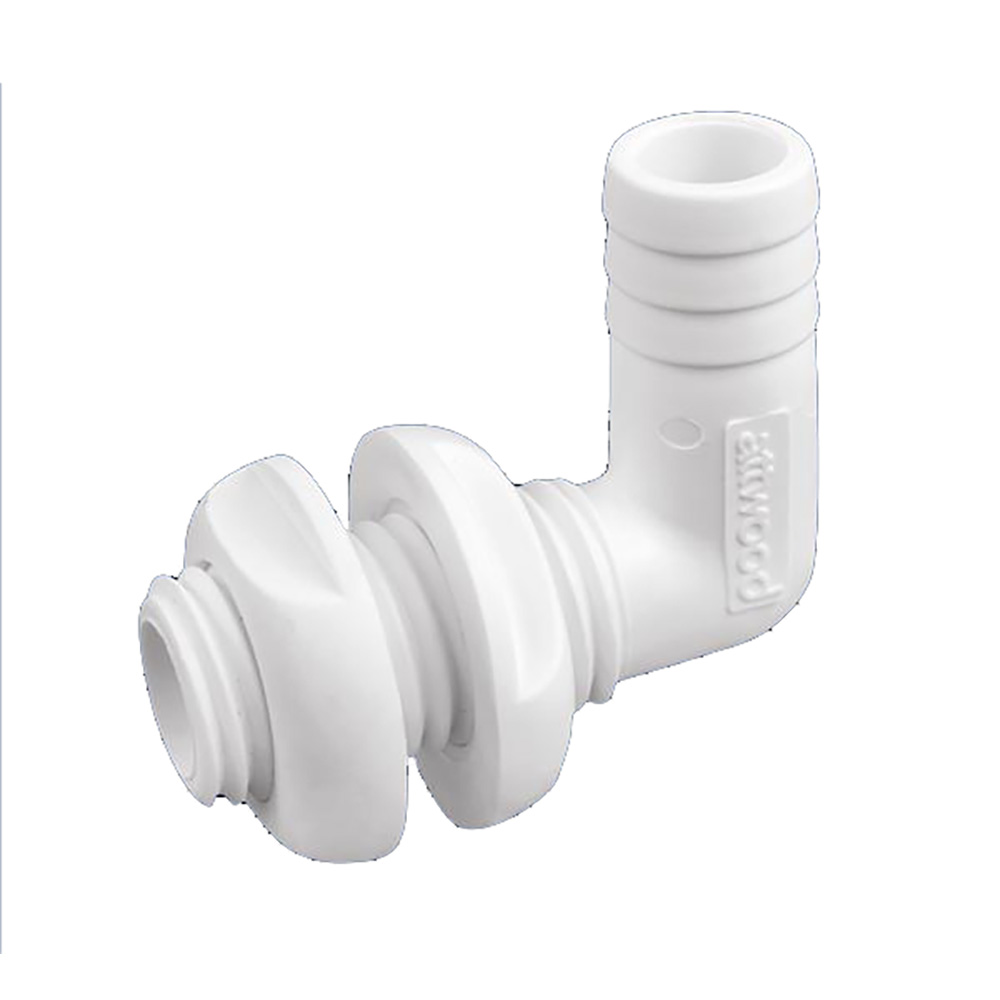 Attwood White Plastic 90 Degree Thru-Hull Connector - 1-1/8&quot; Inner Diameter CD-98109