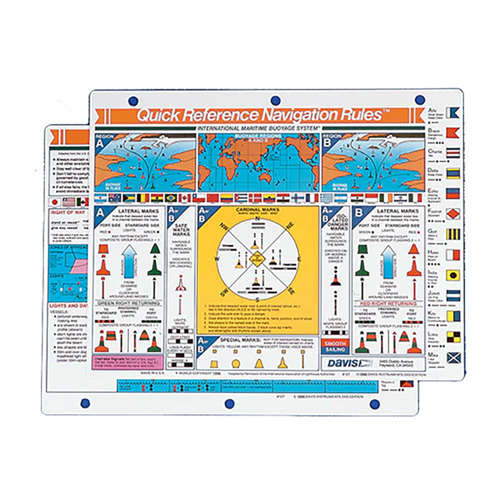 image for Davis Quick Reference International Navigation Rules Card