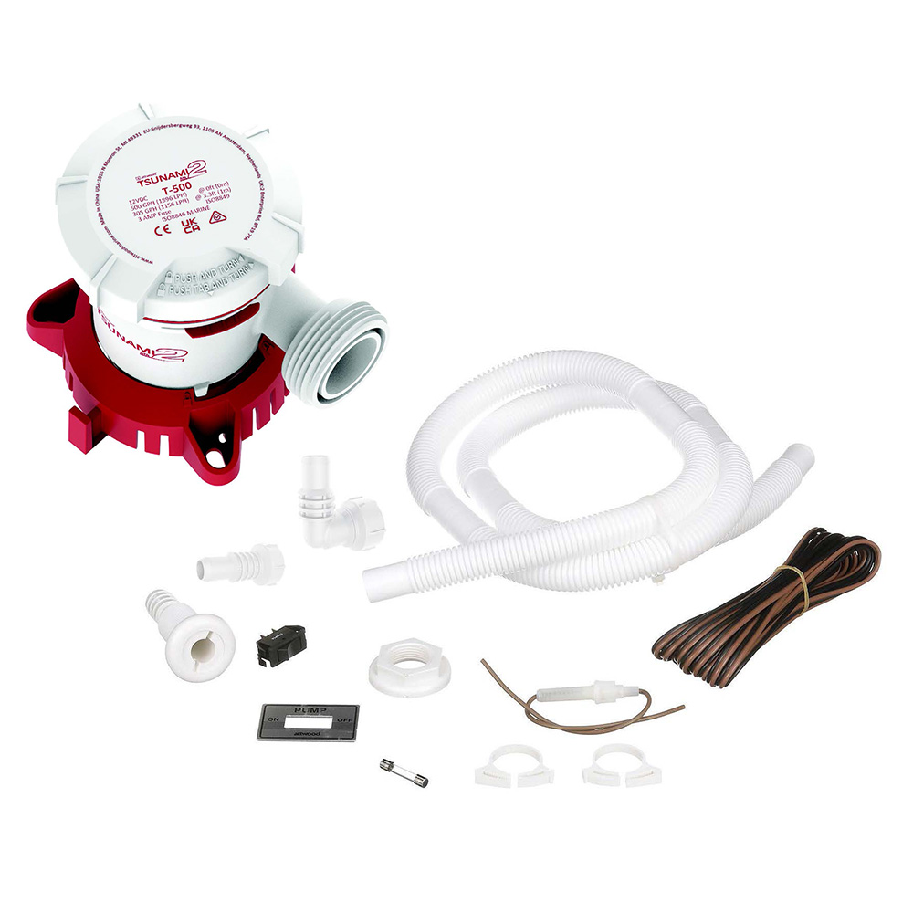 Attwood Tsunami MK2 T500 Manual Bilge Pump w/Installation Kit - 500 GPH &amp; 12V CD-98324
