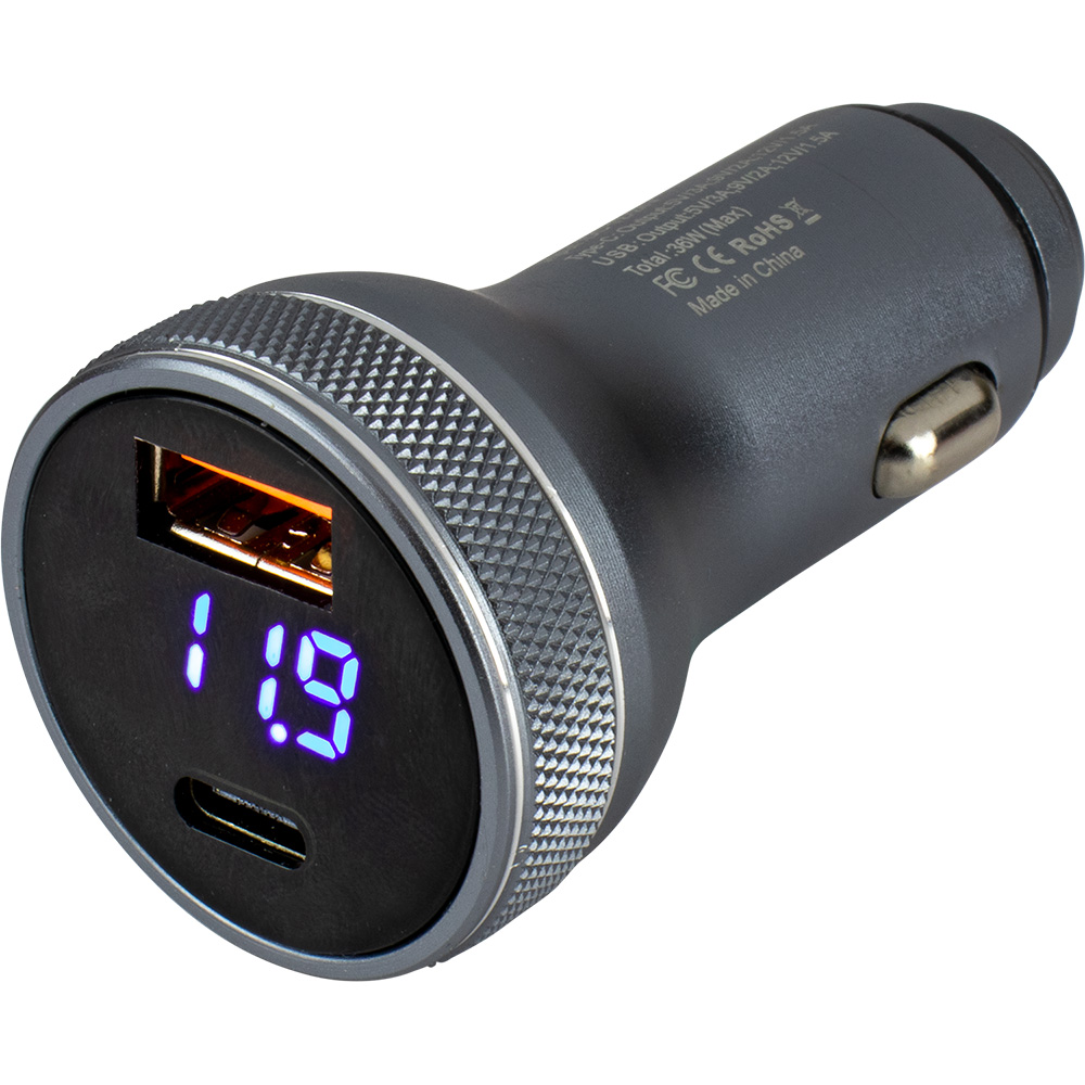 image for Sea-Dog Round USB & USB-C Power Plug w/Voltmeter