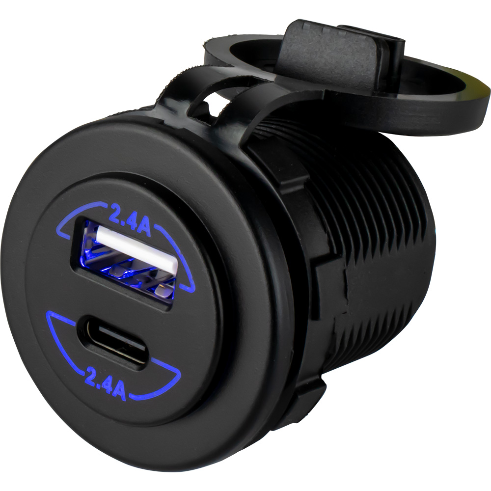 image for Sea-Dog Round Dual USB & USB-C Power Socket