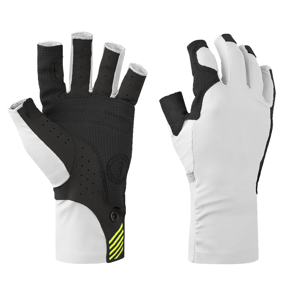 image for Mustang Traction UV Open Finger Gloves – White & Black – XL