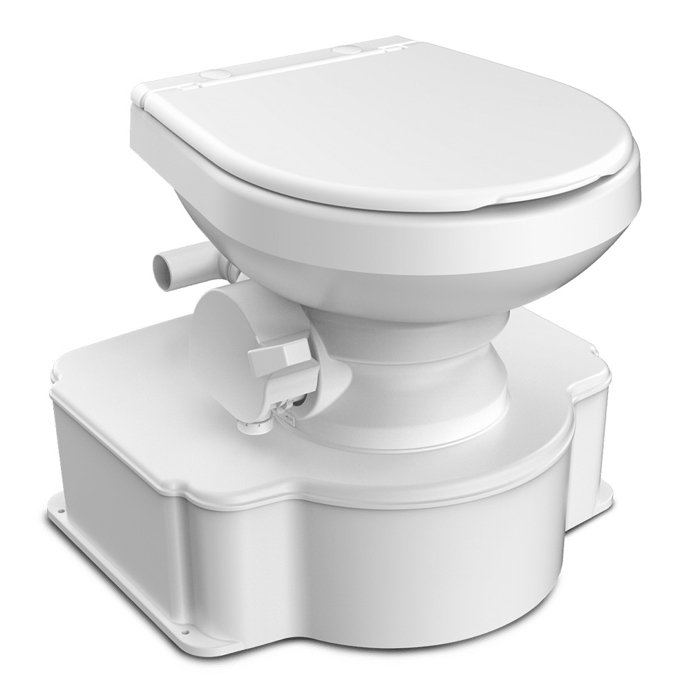 image for Dometic White M65 Marine Gravity Toilet – Standard Seat Size w/Foot Pedal