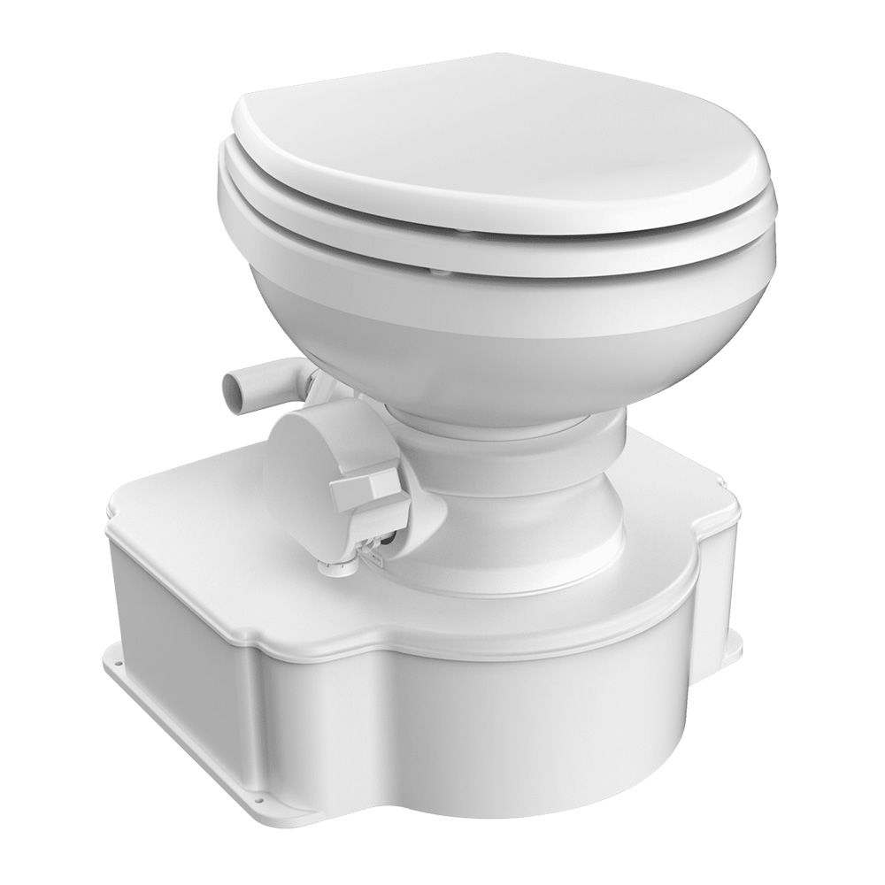 image for Dometic White M65 Marine Gravity Toilet – Elongated Seat Size w/Foot Pedal