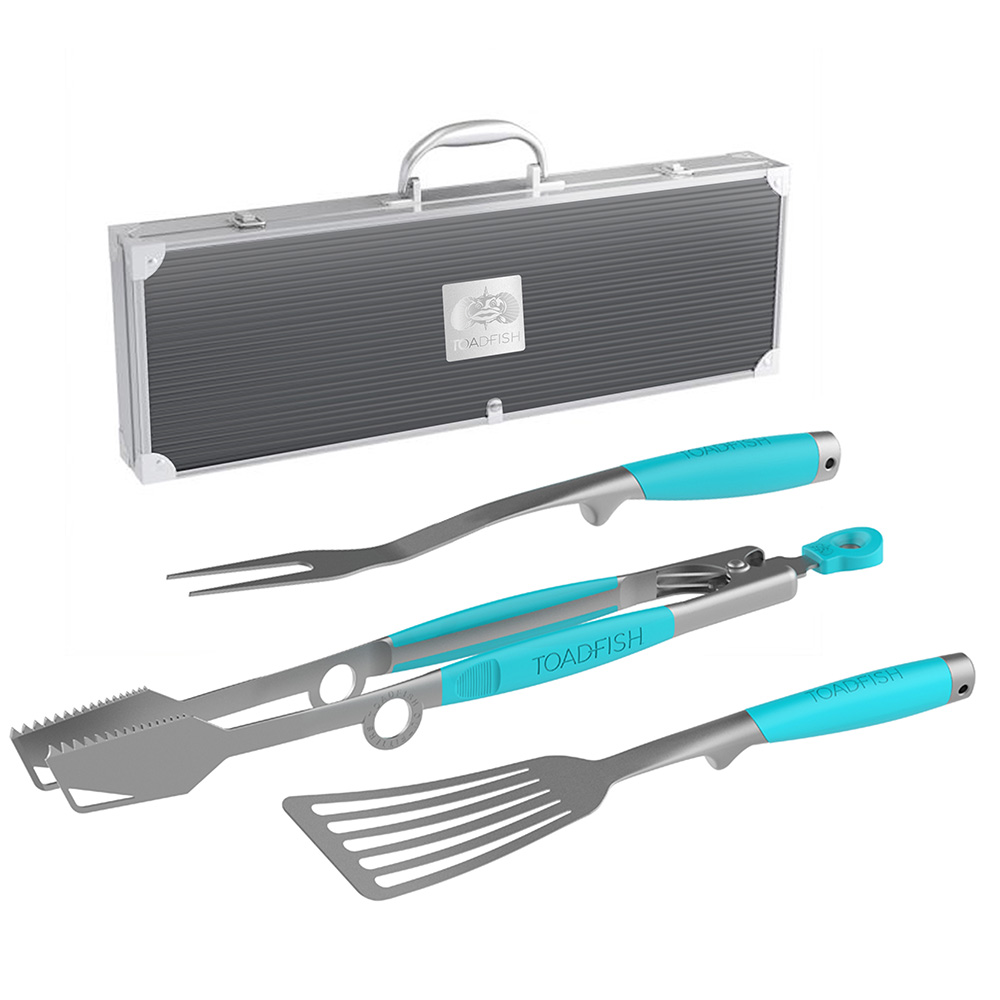image for Toadfish Ultimate Grill Set + Case – Tongs, Spatula & Fork