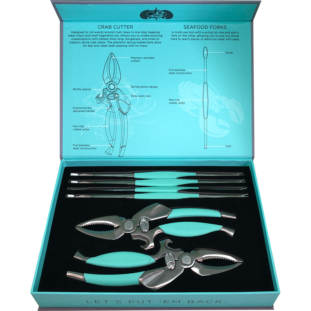 image for Toadfish Crab/Lobster Tool Set – 2 Shell Cutters & 4 Seafood Forks