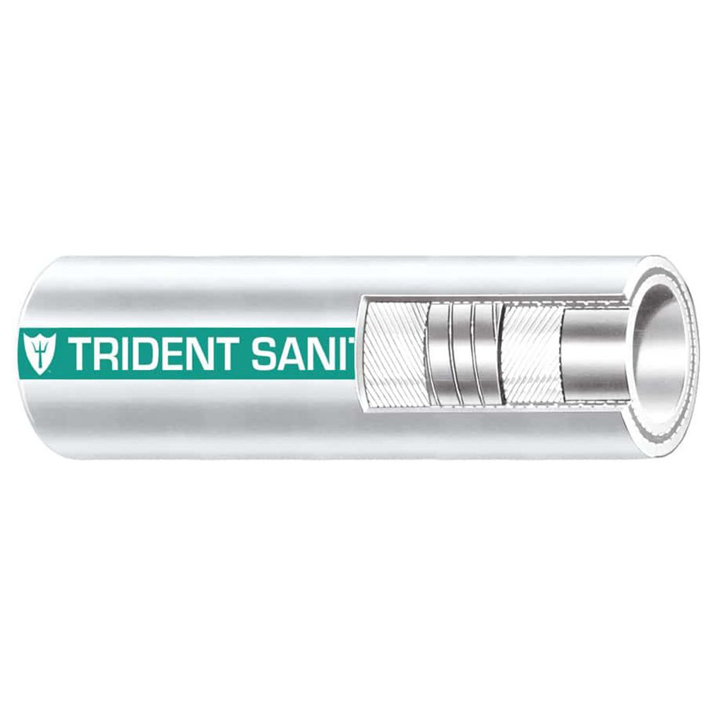 image for Trident Marine 1-1/2″ x 50' Coil Premium Marine Sanitation Hose – White w/Green Stripe
