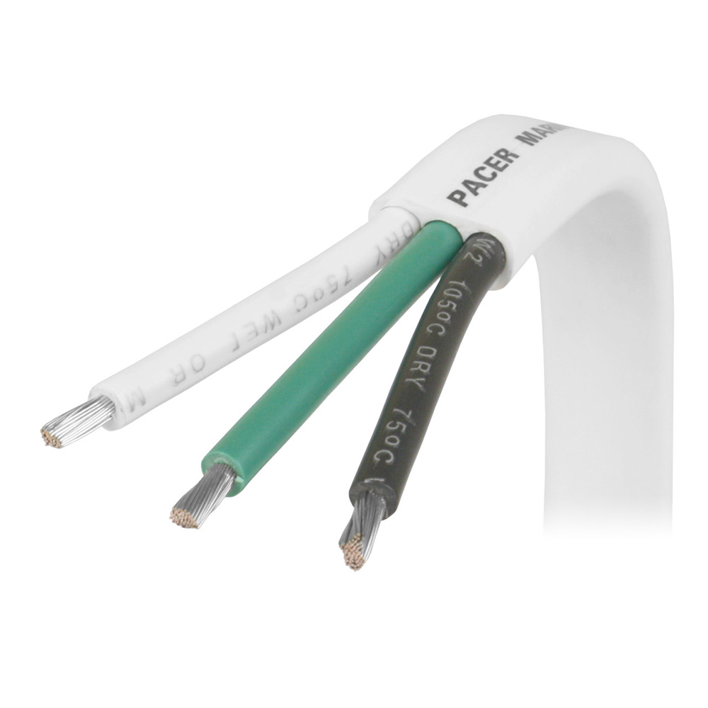 image for Pacer White Triplex Cable – 14/3 AWG – Black/Green/White – Sold by the Foot