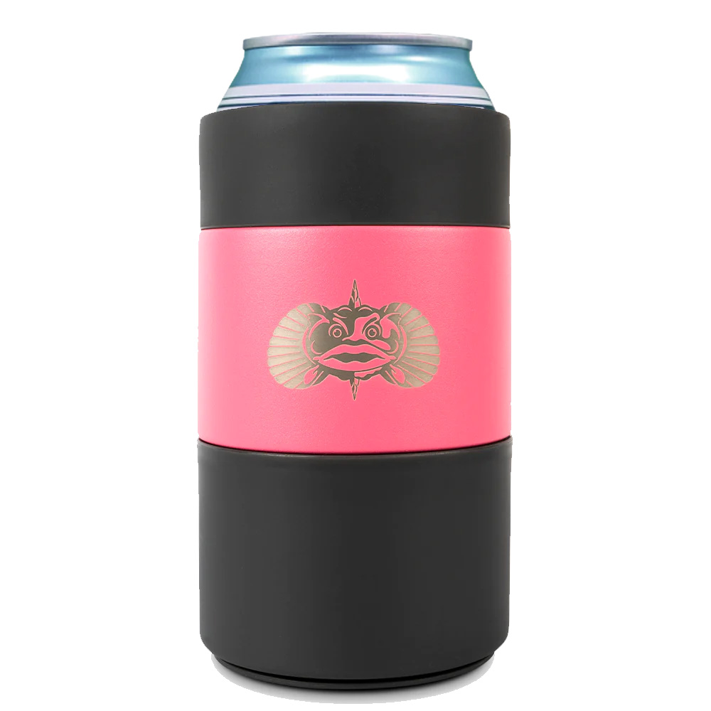 image for Toadfish Non-Tipping Can Cooler + Adapter – 12oz – Pink