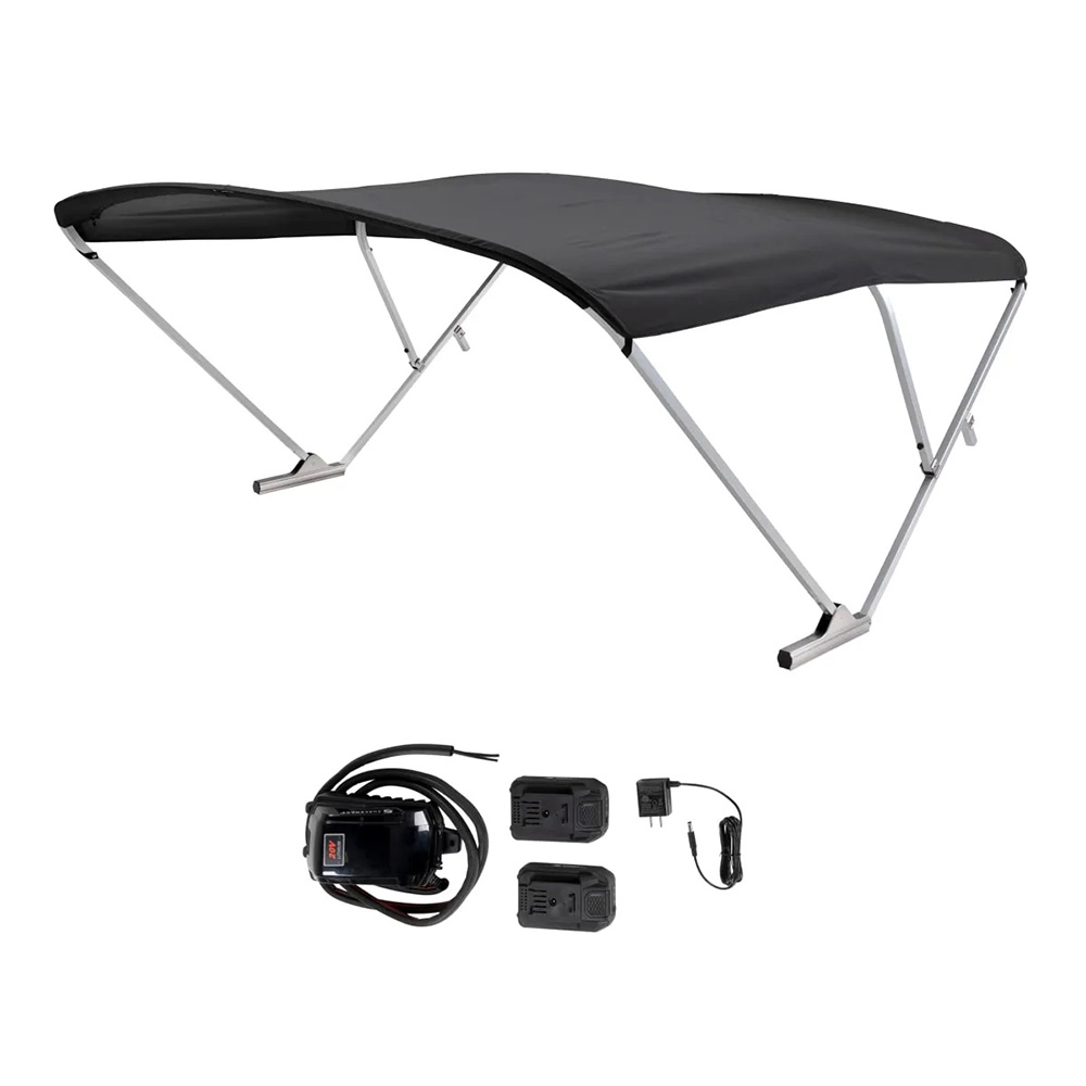 image for SureShade Battery Powered Bimini – Clear Anodized Frame & Black Fabric