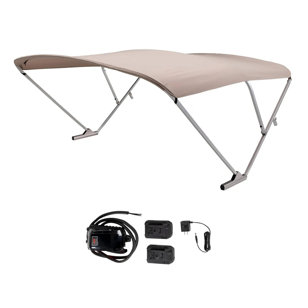 image for SureShade Battery Powered Bimini – Clear Anodized Frame & Beige Fabric