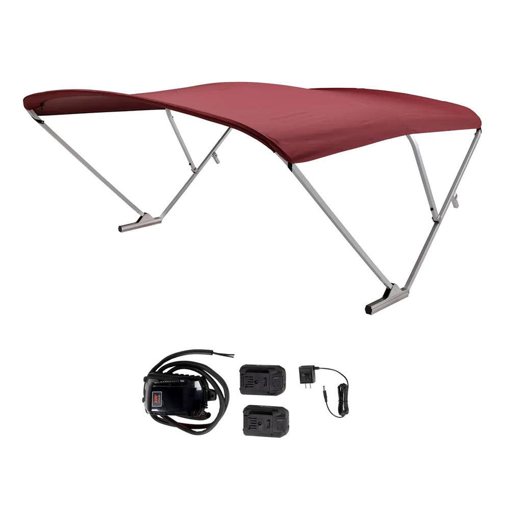 image for SureShade Battery Powered Bimini – Clear Anodized Frame & Burgundy Fabric