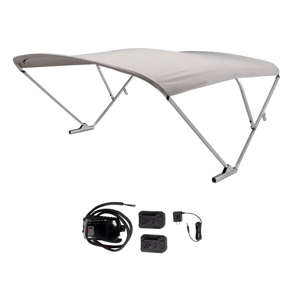 image for SureShade Battery Powered Bimini – Clear Anodized Frame & Grey Fabric