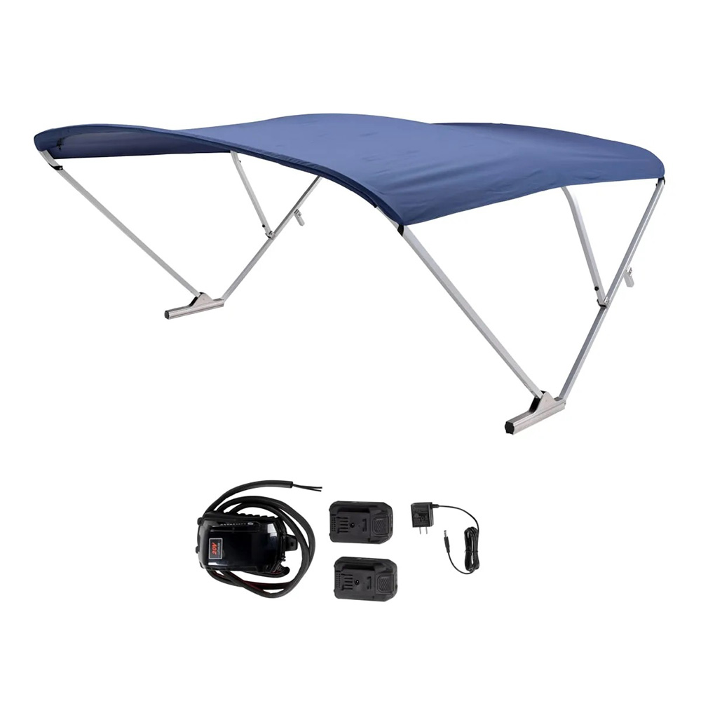 image for SureShade Battery Powered Bimini – Clear Anodized Frame & Navy Fabric