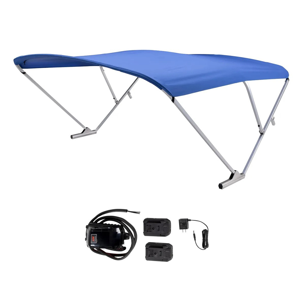 image for SureShade Battery Powered Bimini – Clear Anodized Frame & Pacific Blue Fabric
