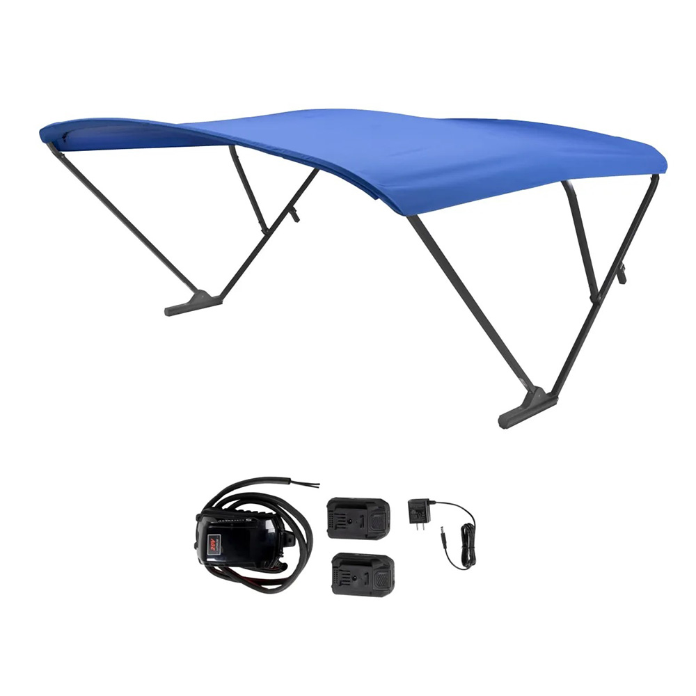 image for SureShade Battery Powered Bimini – Black Anodized Frame & Pacific Blue Fabric