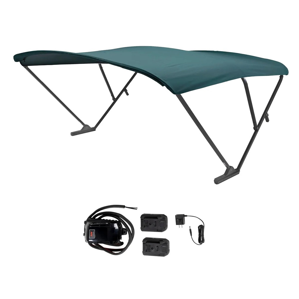 image for SureShade Battery Powered Bimini – Black Anodized Frame & Green Fabric