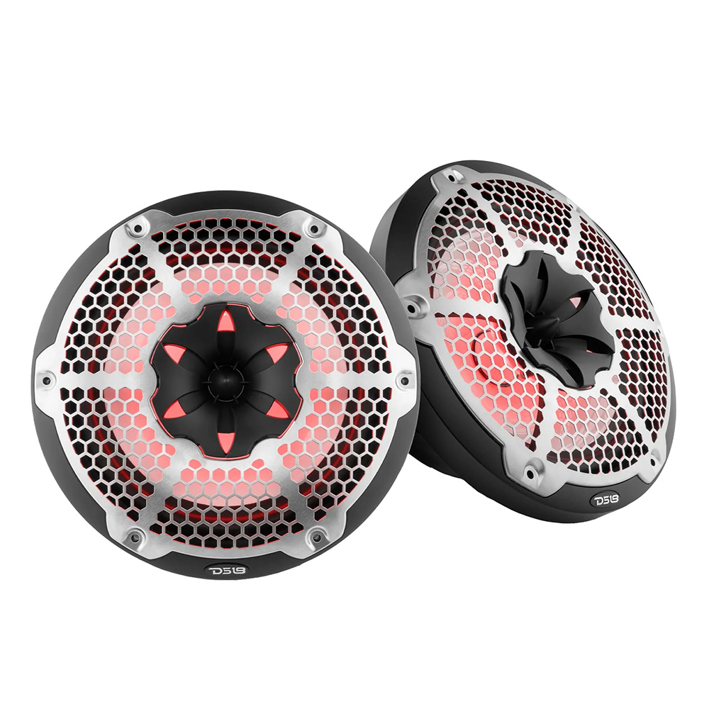 DS18 HYDRO 10&quot; 2-Way Speakers w/Bullet Tweeter &amp; Integrated RGB LED Lights - Black CD-99792