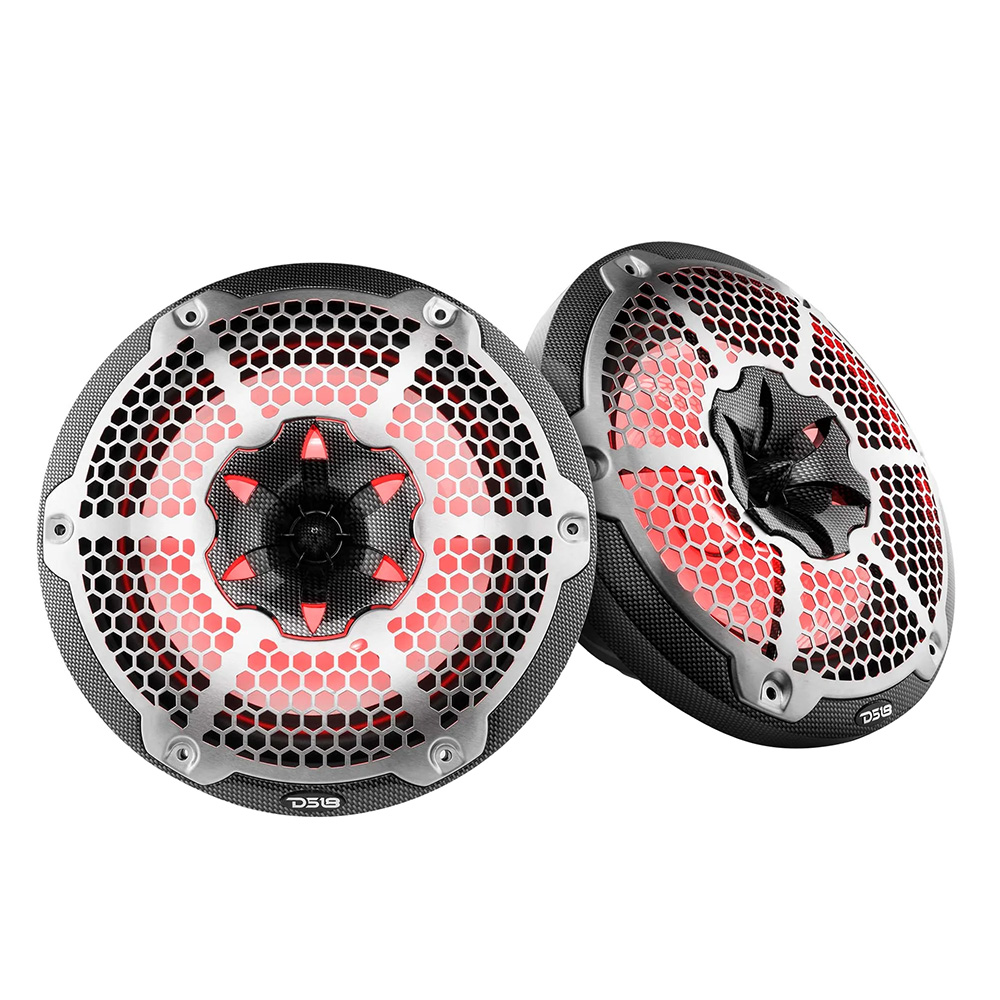 DS18 HYDRO 10&quot; 2-Way Speakers w/Bullet Tweeter &amp; Integrated RGB LED Lights - Carbon Fiber CD-99794