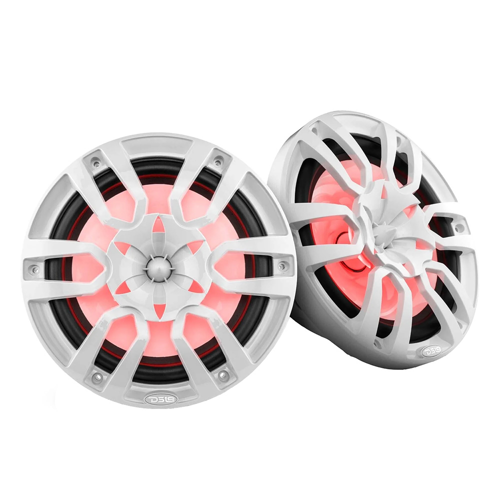 DS18 HYDRO 10&quot; 2-Way Marine Speakers w/Bullet Tweeters &amp; Integrated RGB LED Lights - White CD-99796