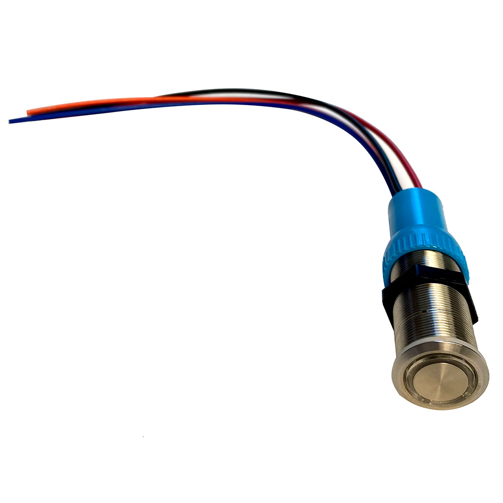 Bluewater 22mm Push Button Switch - OFF/ON/ON Nav/Anc Contact - Blue/Green/Red LED - 1' Lead 2