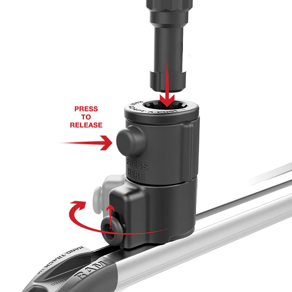 RAM Mount RAM&reg; Tube Jr.&trade; Holder w/Universal Adapt-A-Post&trade; Track Base - 4" Post 3