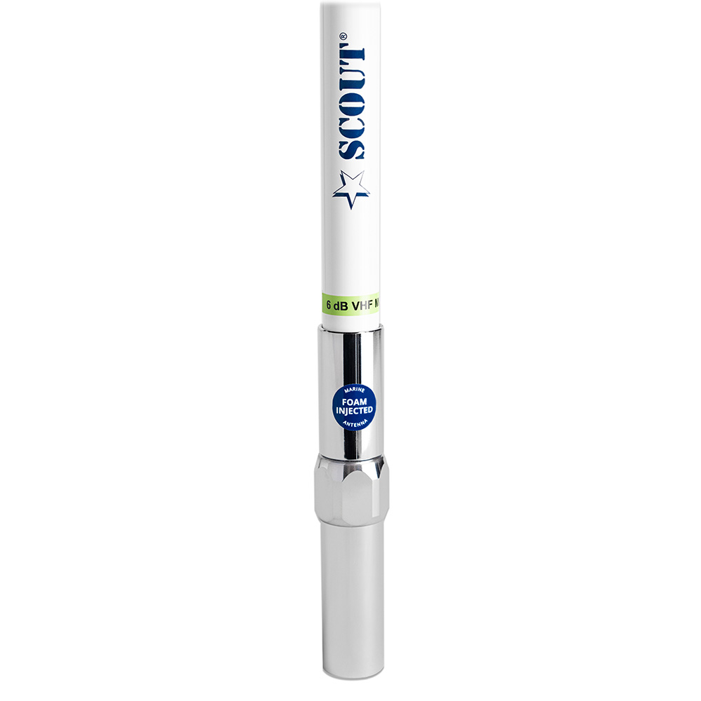 Scout 8' QuickFit White VHF Antenna w/5M Cable + FME Quick 6 Foam Filled 6db Solid Brass &amp; Copper Element 2