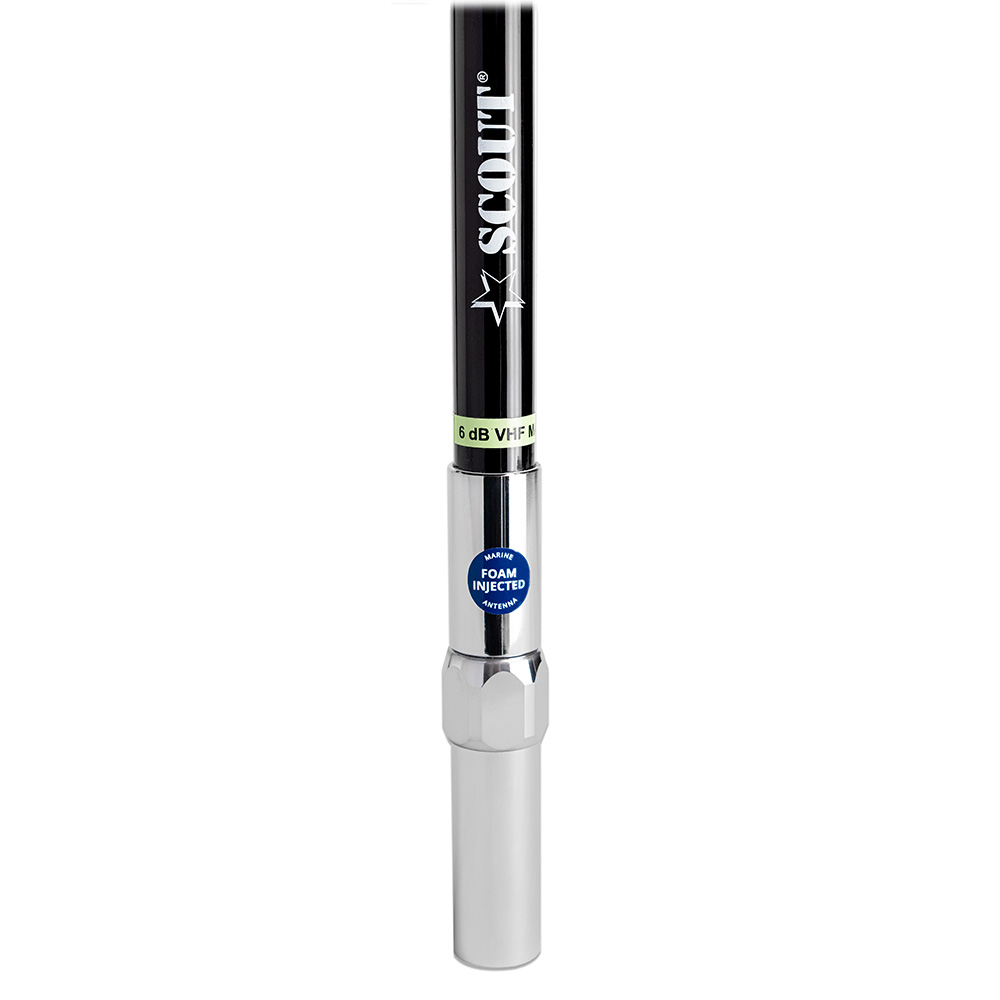 Scout 8' QuickFit Black VHF Antenna w/5M Cable + FME Quick 6 Foam Filled 6db Solid Brass &amp; Copper Element 2