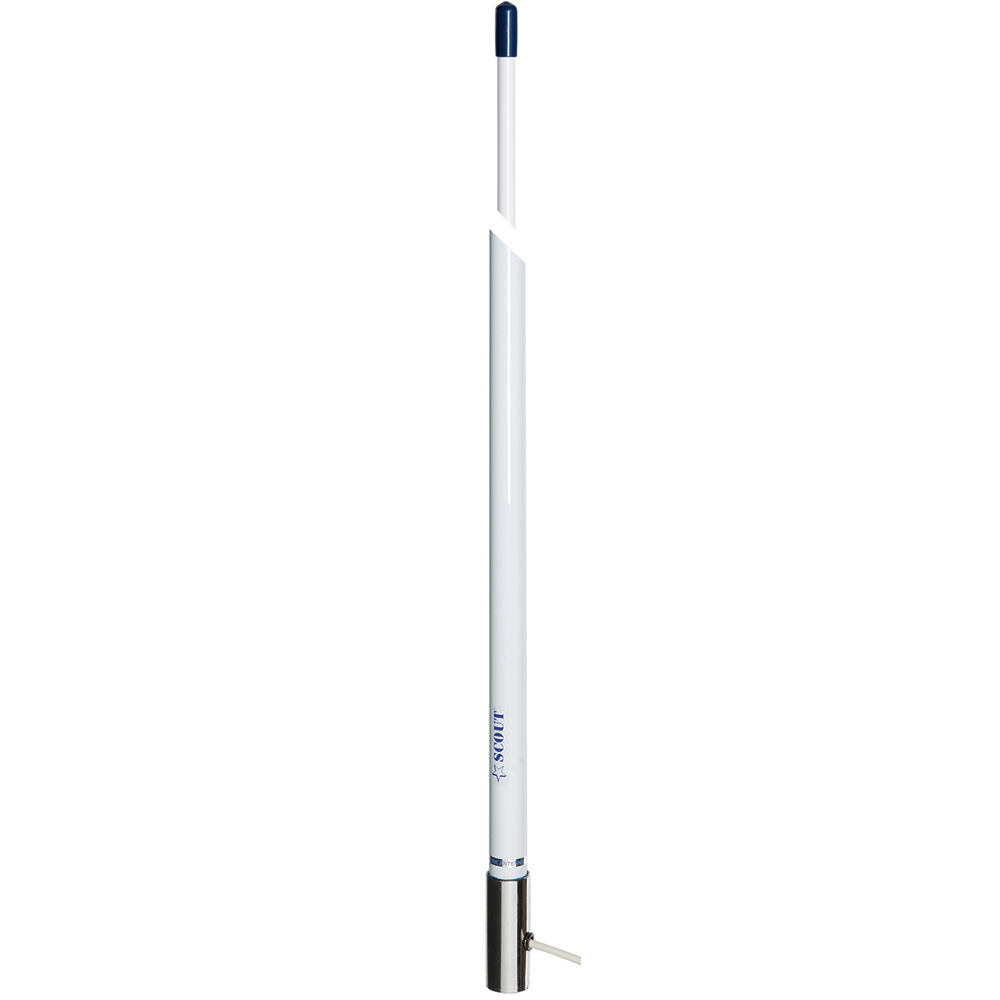 Scout 8' White VHF Antenna 6dB Stainless Steel Ferrule w/5M RG-58 Coax Includes PL-259 KS-42 2