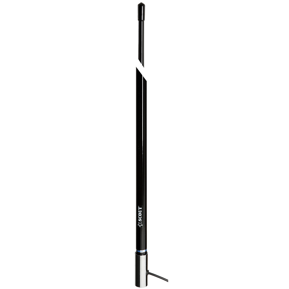 Scout 8' Black VHF Antenna 6dB Stainless Steel Ferrule w/5M RG-58 Coax Includes PL-259 KS-42 2